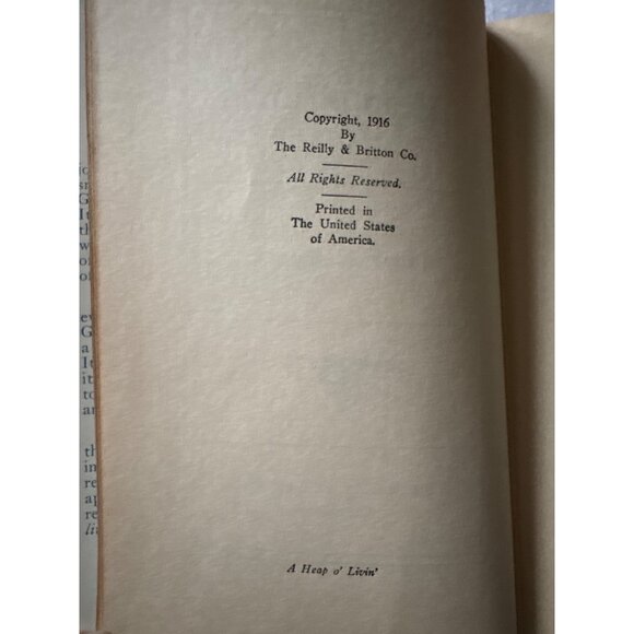 A Heap O Livin By Edgar A. Guest Hardcover 1916 Dust Jacket Reilly Chicago - Picture 5 of 16